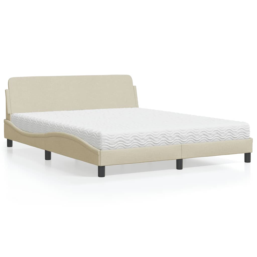 Cama con colchón de tela color crema 180x200 cm