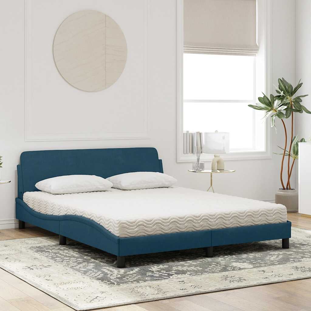Cama con colchón de tela color crema 180x200 cm