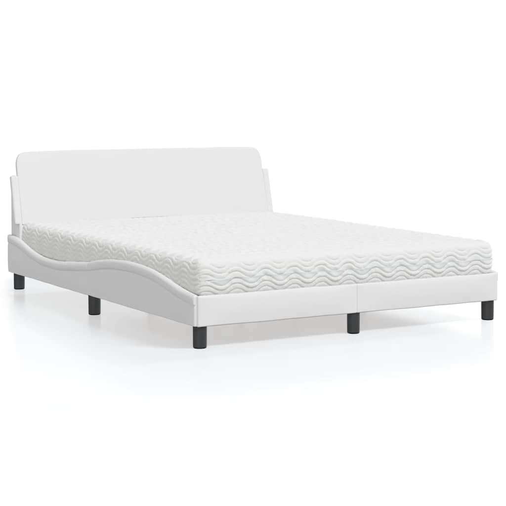 Cama con colchón de tela color crema 180x200 cm