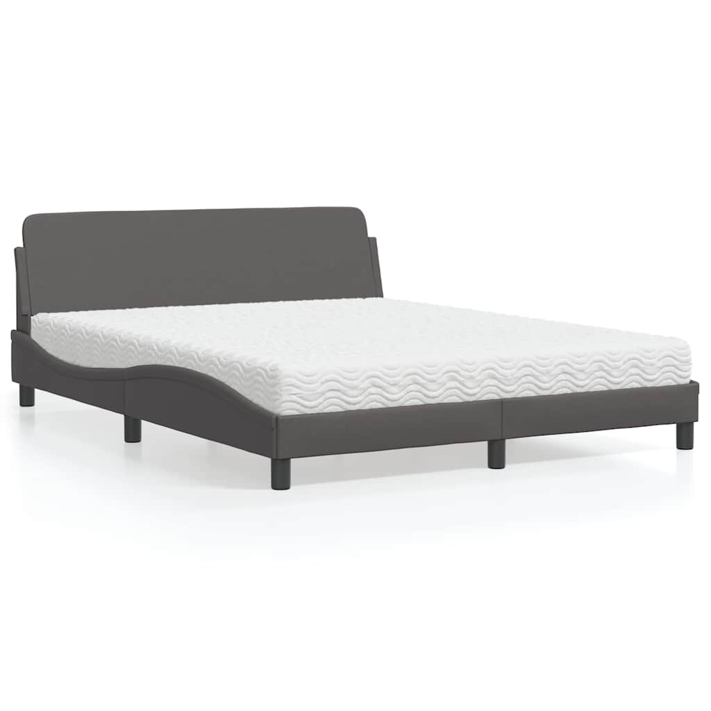 Cama con colchón de tela color crema 180x200 cm