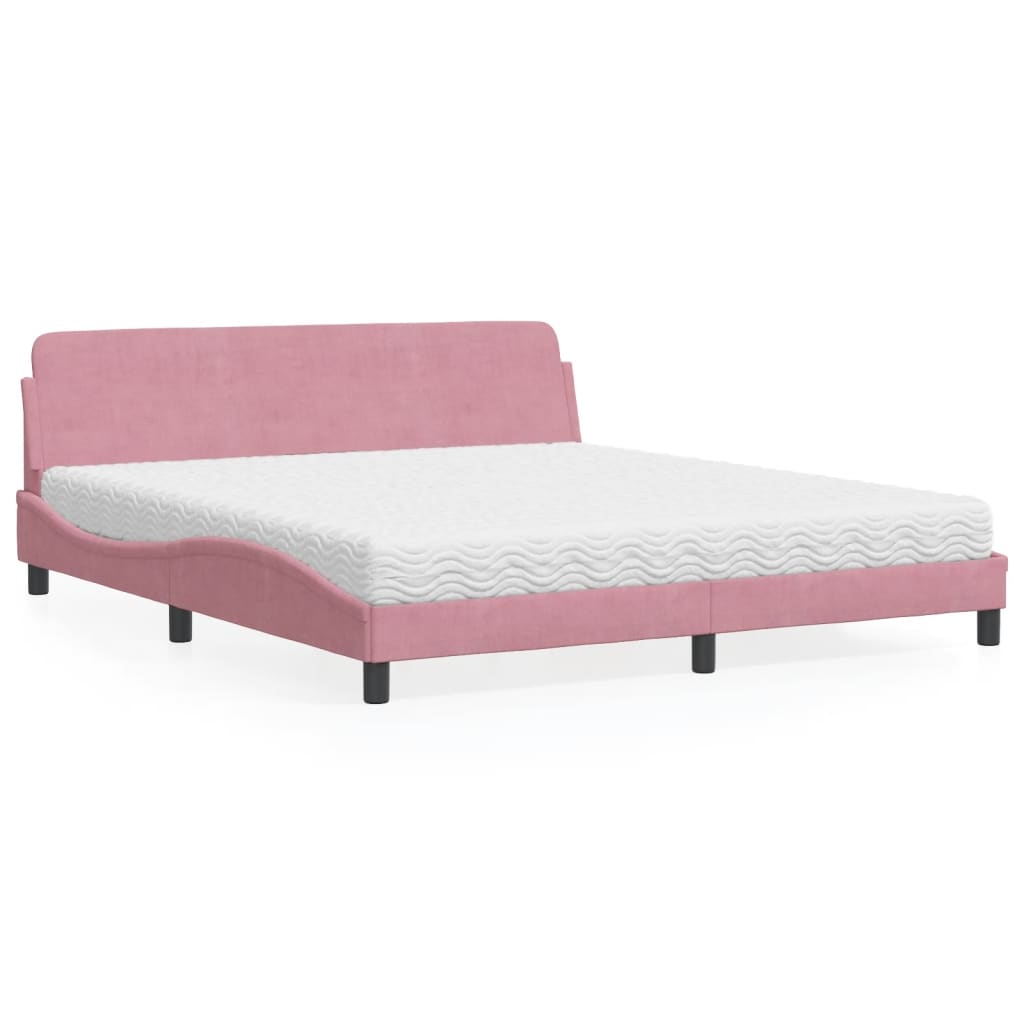 Cama con colchón azul terciopelo 120x200 cm