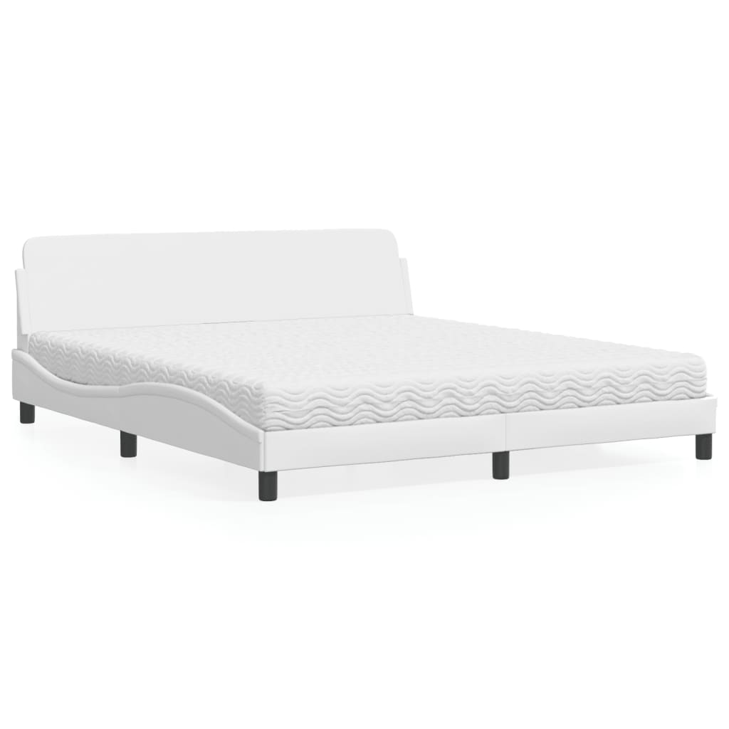 Cama con colchón de tela color crema 180x200 cm