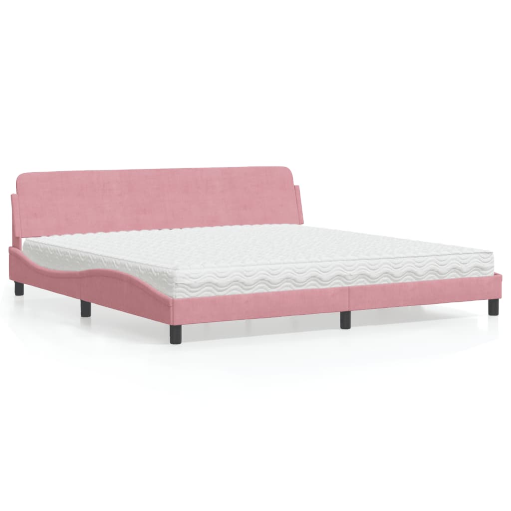 Cama con colchón azul terciopelo 120x200 cm
