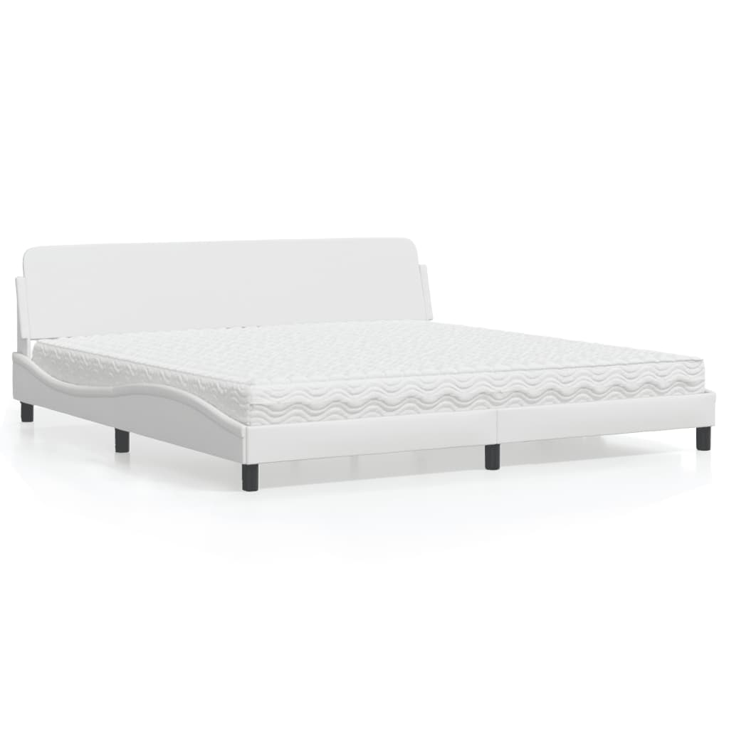 Cama con colchón de tela color crema 180x200 cm