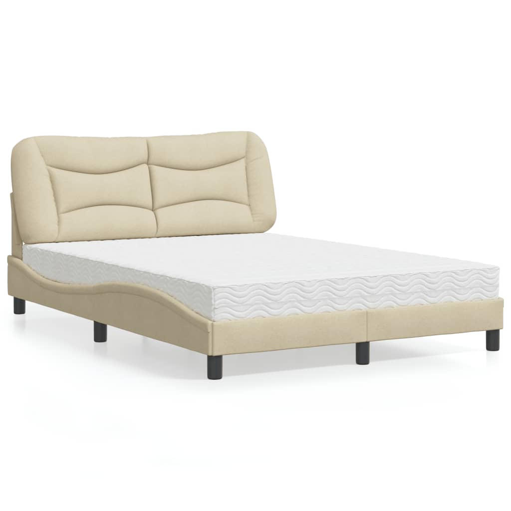 Cama con colchón de tela color crema 180x200 cm