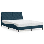 Cama con colchón azul terciopelo 120x200 cm