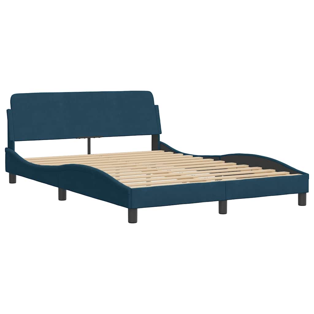 Cama con colchón azul terciopelo 120x200 cm