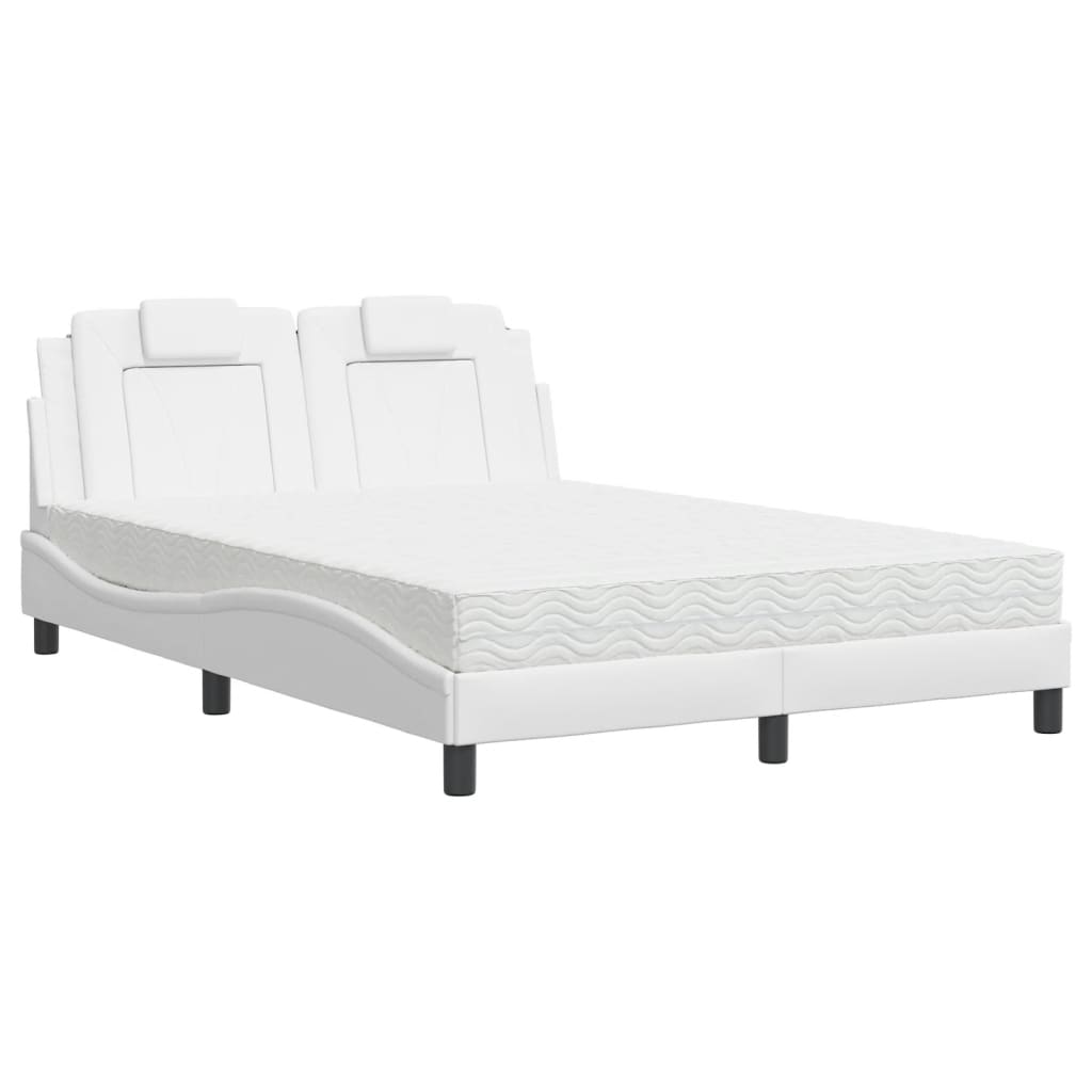 Cama Viana con colchón cuero sintético blanco 120x200 cm