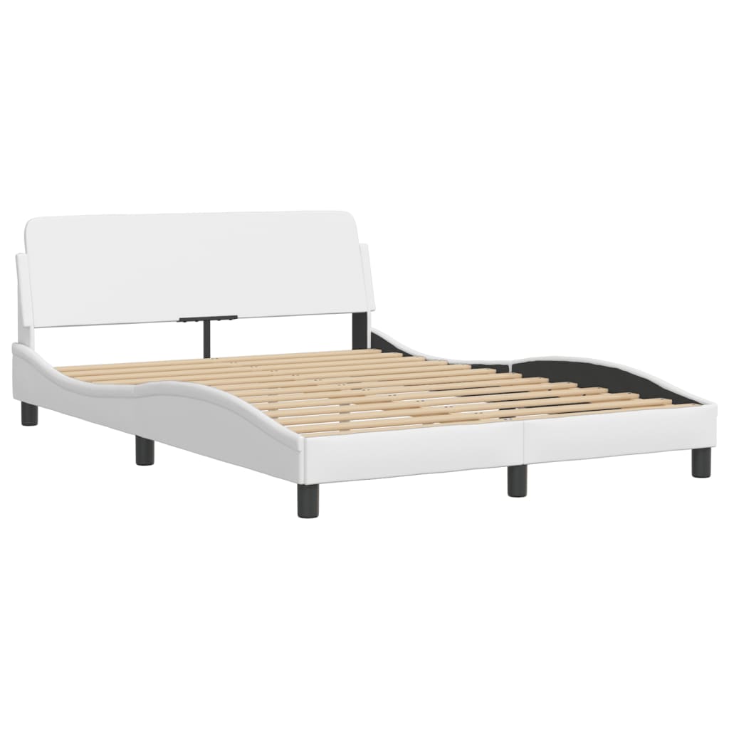 Cama Viana con colchón cuero sintético blanco 120x200 cm