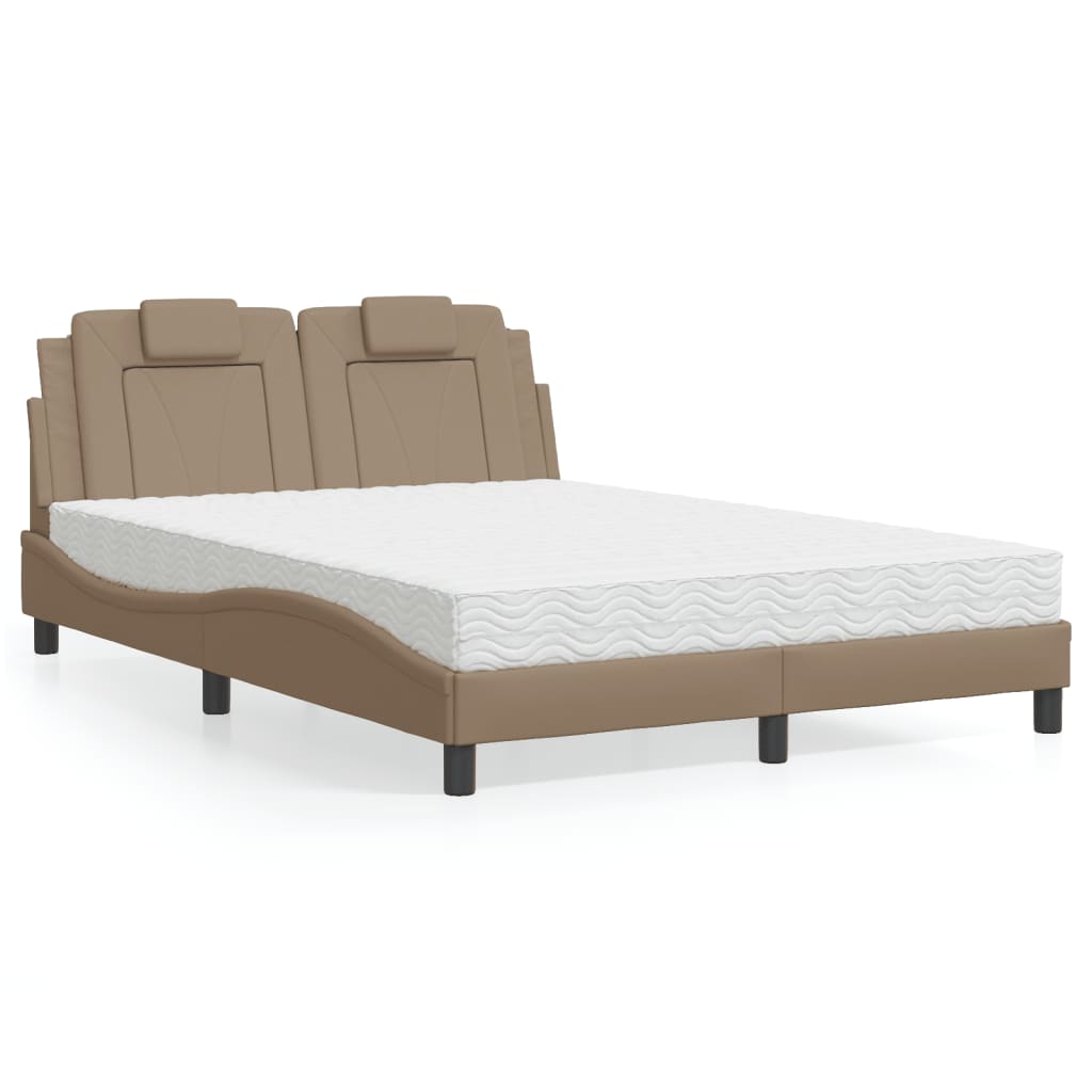 Cama Viana con colchón cuero sintético blanco 120x200 cm