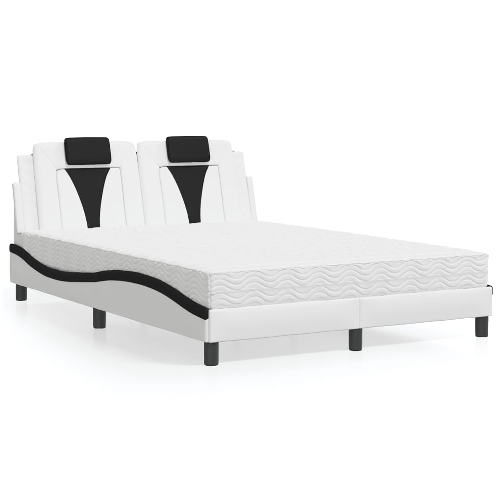 Cama Viana con colchón cuero sintético blanco 120x200 cm