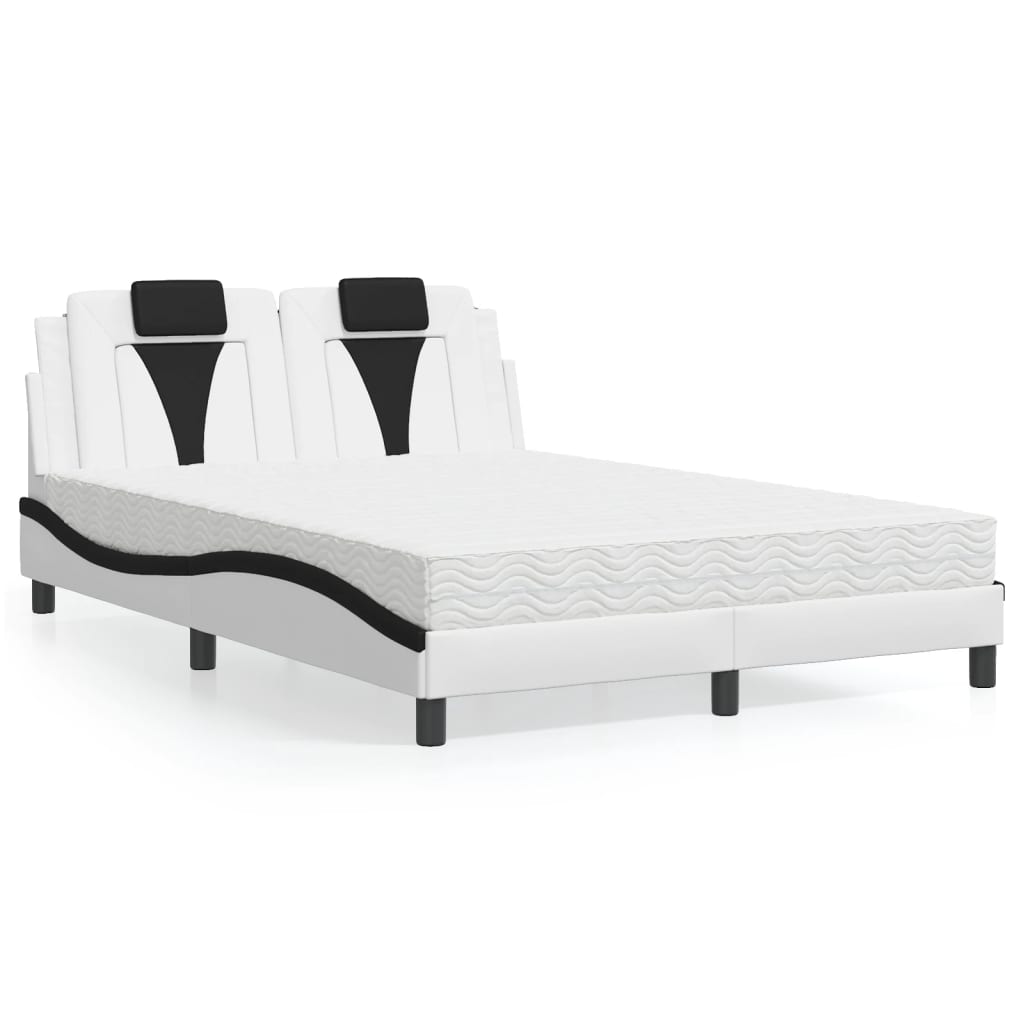 Cama Viana con colchón cuero sintético blanco 120x200 cm