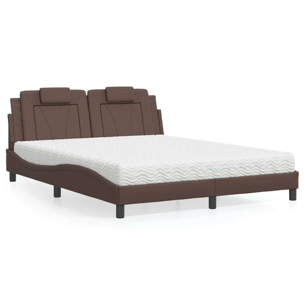 Cama Viana con colchón cuero sintético blanco 120x200 cm