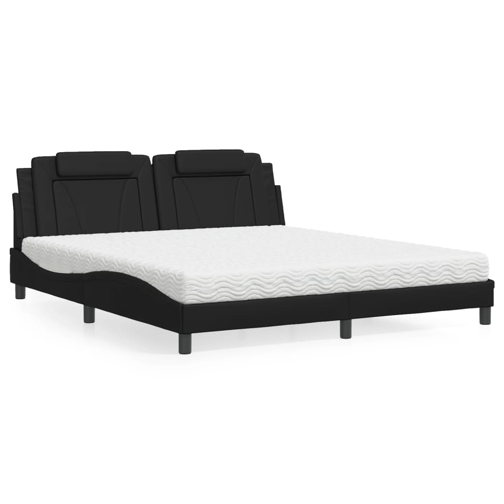 Cama Viana con colchón cuero sintético blanco 120x200 cm