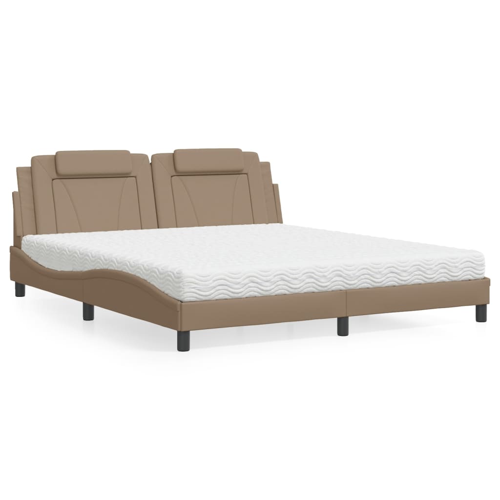 Cama Viana con colchón cuero sintético blanco 120x200 cm