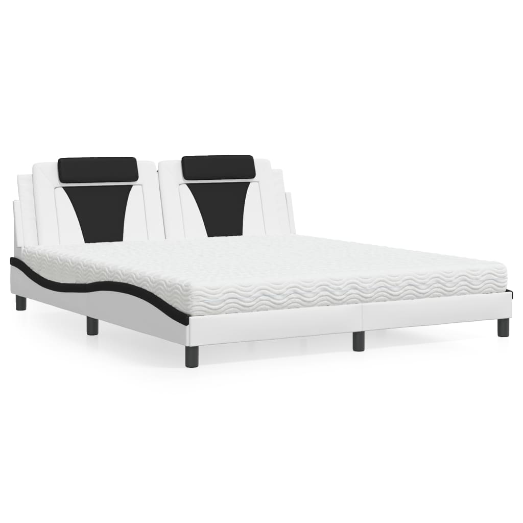 Cama Viana con colchón cuero sintético blanco 120x200 cm