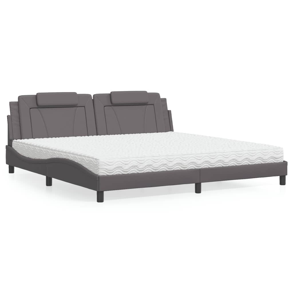 Cama Viana con colchón cuero sintético blanco 120x200 cm