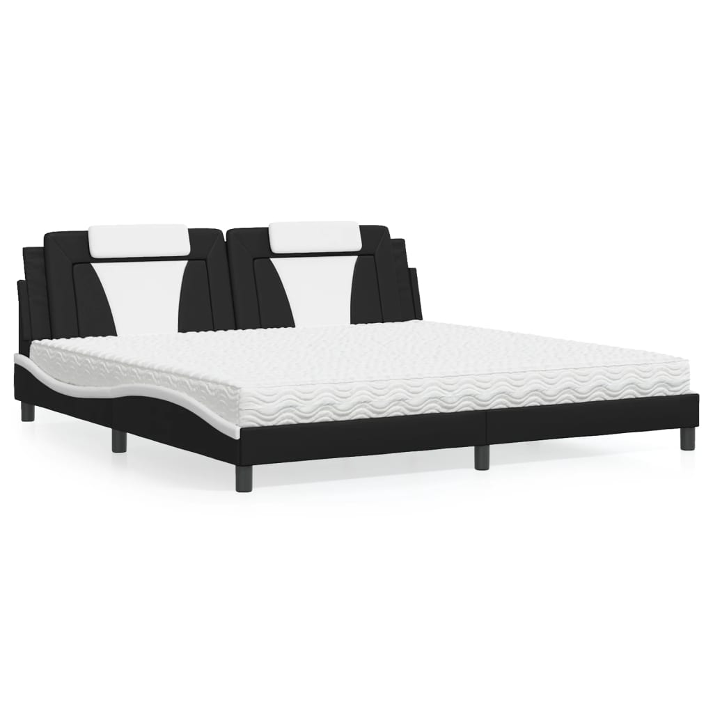 Cama Viana con colchón cuero sintético blanco 120x200 cm