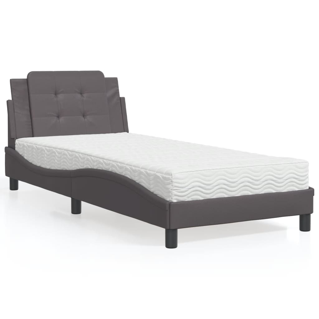 Estructura de cama sin colchón Zadar cuero sintético blanco y negro 100x200 cm