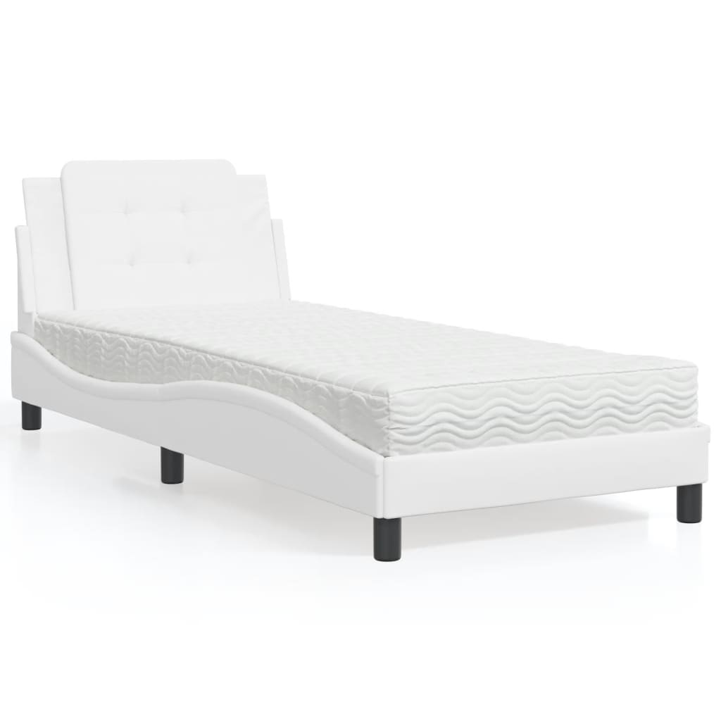 Estructura de cama sin colchón Zadar cuero sintético blanco 100x200 cm