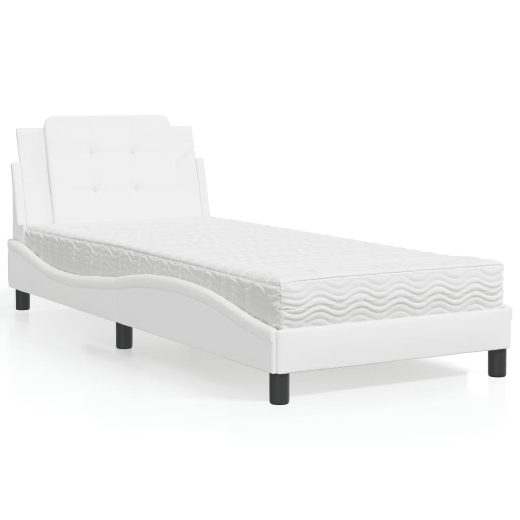 Estructura de cama sin colchón Zadar cuero sintético blanco 100x200 cm