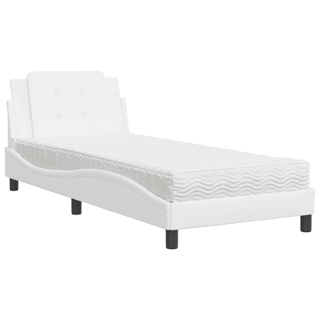 Estructura de cama sin colchón Zadar cuero sintético blanco 100x200 cm