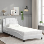 Estructura de cama sin colchón Zadar cuero sintético blanco 100x200 cm