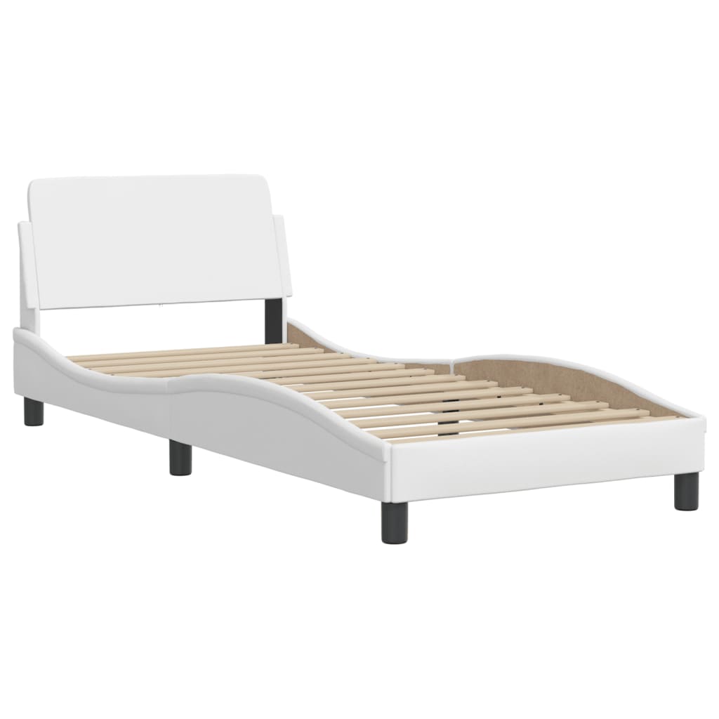 Estructura de cama sin colchón Zadar cuero sintético blanco 100x200 cm