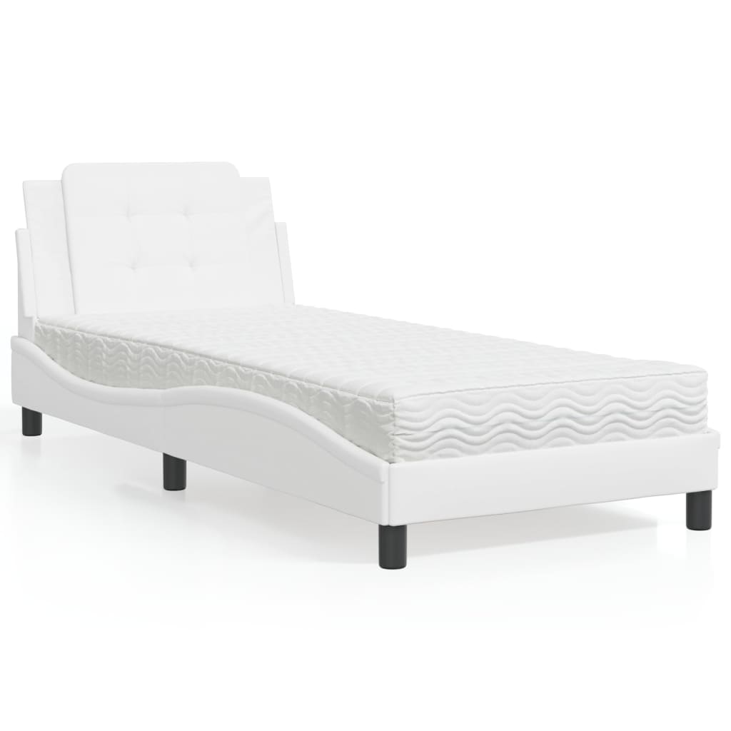 Estructura de cama sin colchón Zadar cuero sintético blanco 100x200 cm