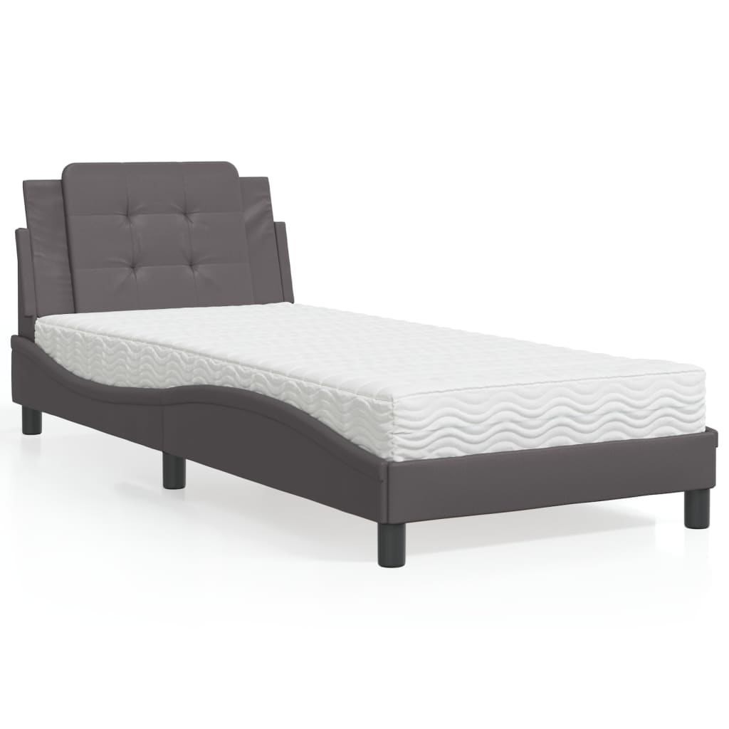 Estructura de cama sin colchón Zadar cuero sintético blanco y negro 100x200 cm