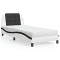 Estructura de cama sin colchón Zadar cuero sintético blanco y negro 100x200 cm