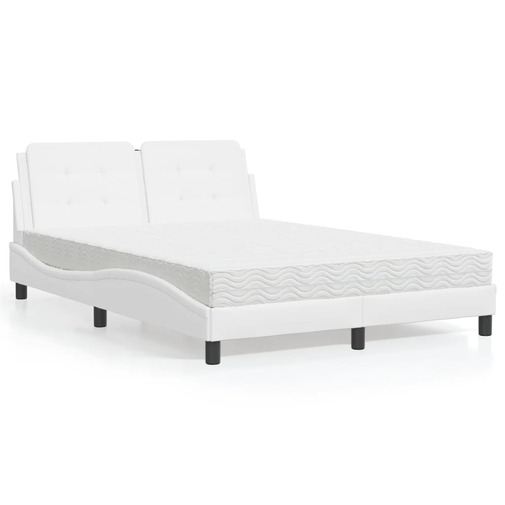 Estructura de cama sin colchón Zadar cuero sintético blanco 100x200 cm