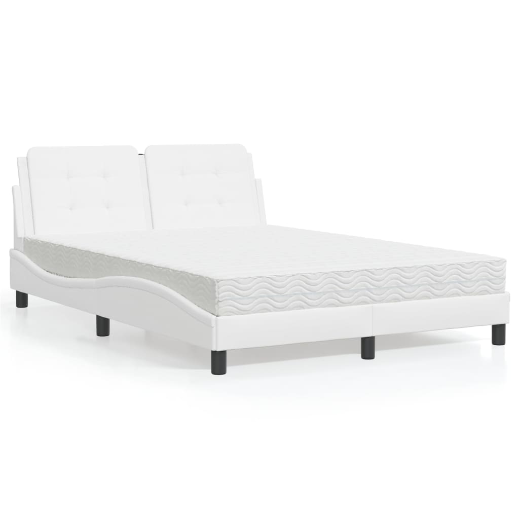 Estructura de cama sin colchón Zadar cuero sintético blanco 100x200 cm