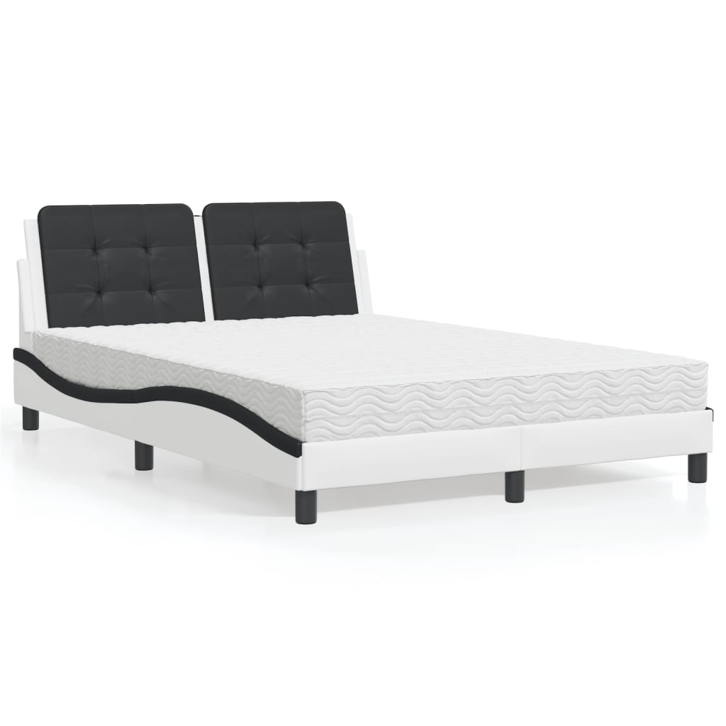 Estructura de cama sin colchón Zadar cuero sintético blanco y negro 100x200 cm