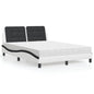 Estructura de cama sin colchón Zadar cuero sintético blanco y negro 100x200 cm