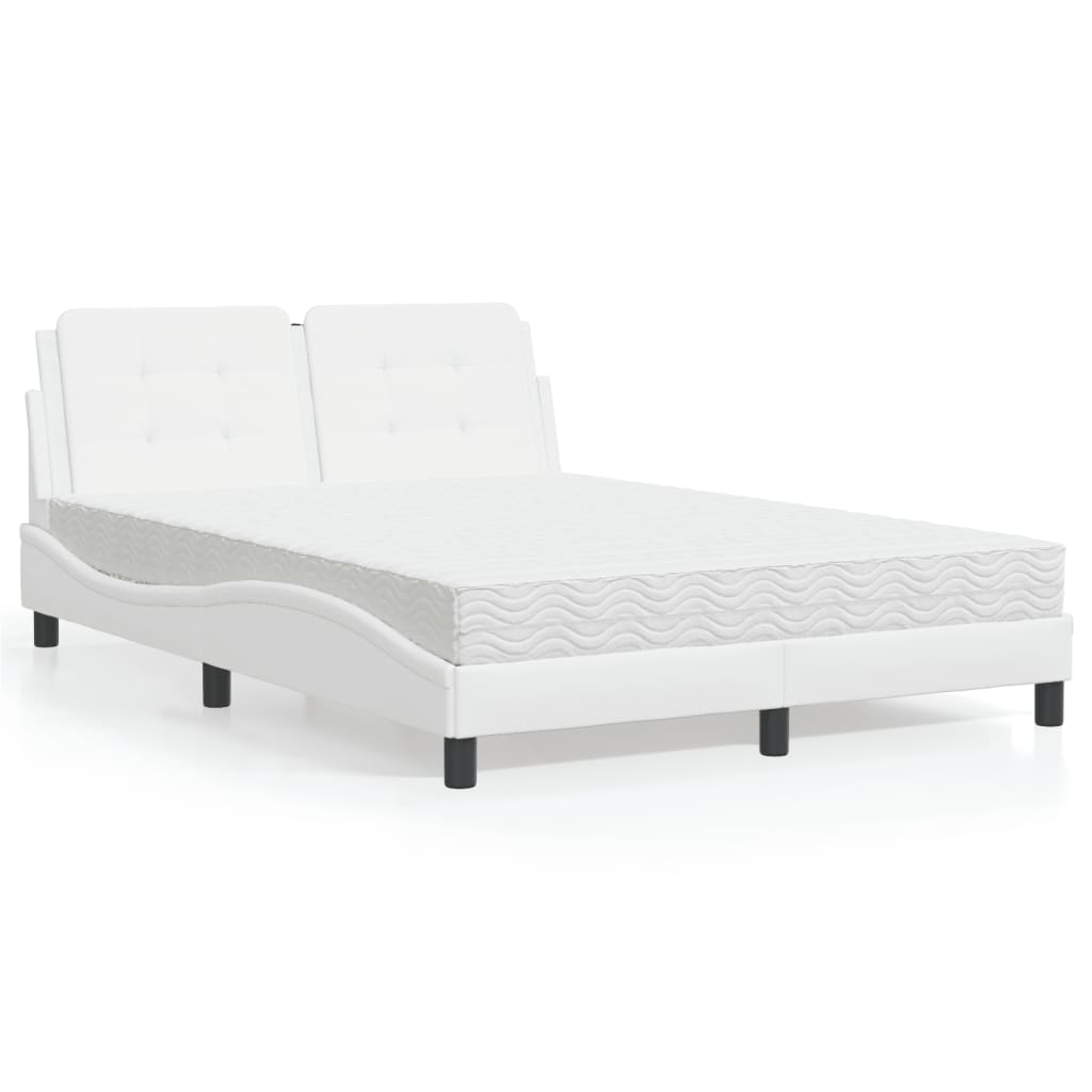 Estructura de cama sin colchón Zadar cuero sintético blanco 100x200 cm