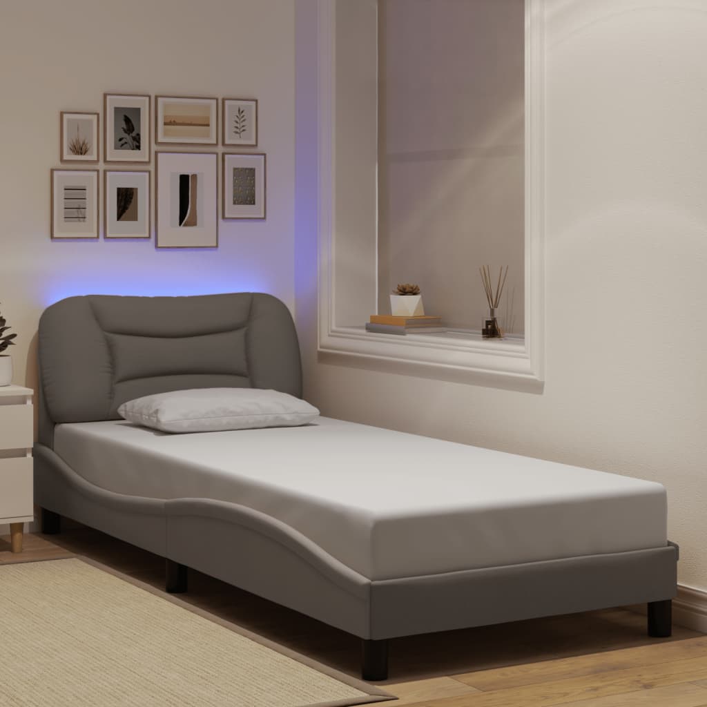 Estructura cama con LED sin colchón marrón oscuro 120x200 cm