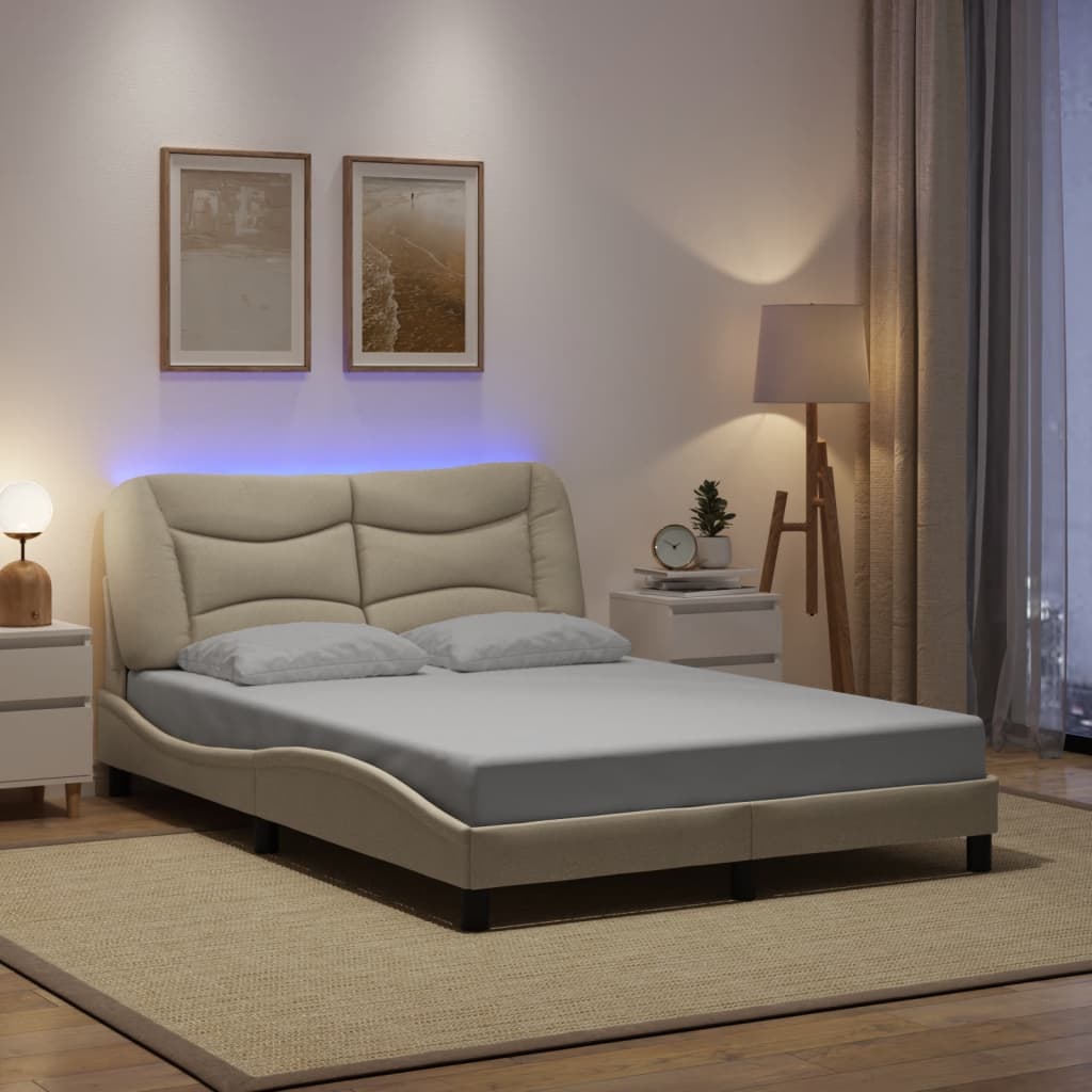 Estructura cama con LED sin colchón marrón oscuro 120x200 cm