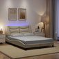 Estructura cama con LED sin colchón marrón oscuro 120x200 cm
