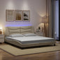 Estructura cama con LED sin colchón marrón oscuro 120x200 cm