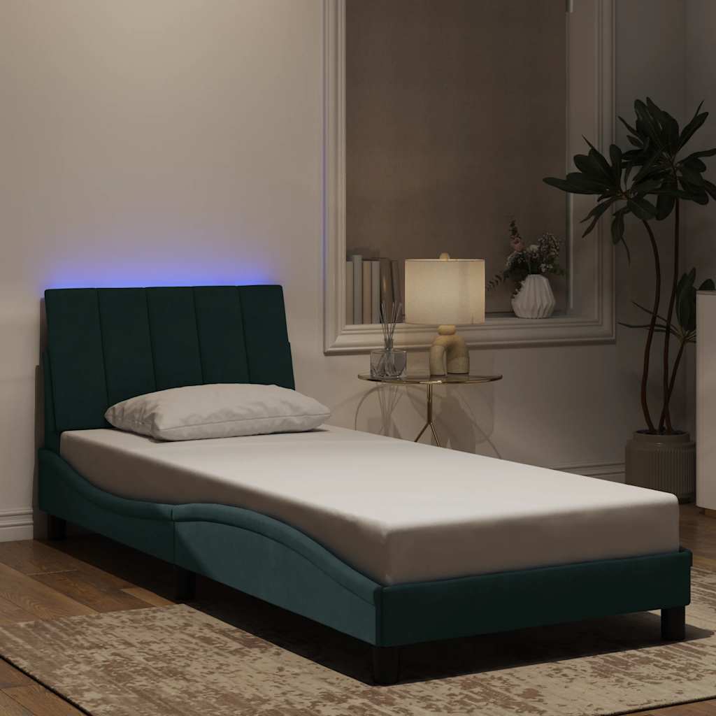 Estructura cama con LED sin colchón marrón oscuro 120x200 cm
