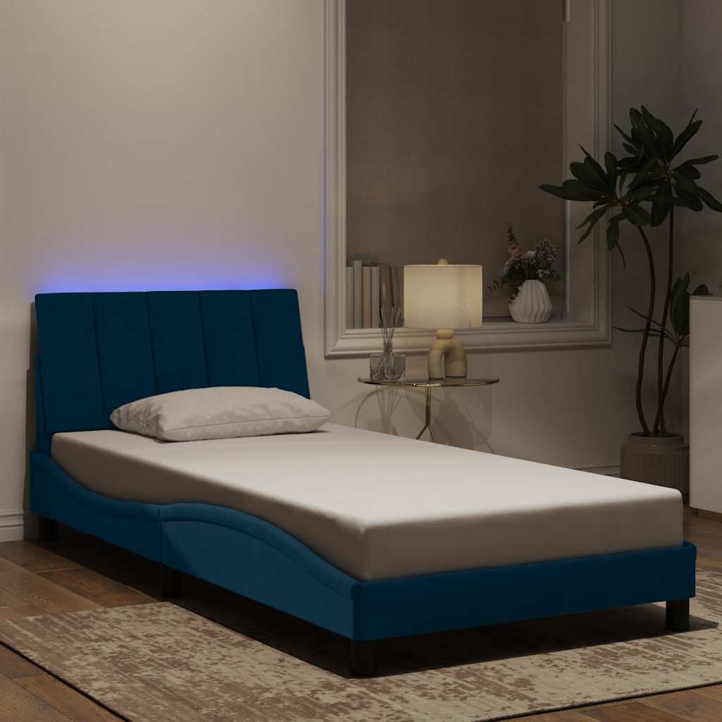Estructura cama con LED sin colchón marrón oscuro 120x200 cm