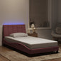 Estructura cama con LED sin colchón marrón oscuro 120x200 cm