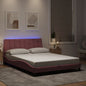 Estructura cama con LED sin colchón marrón oscuro 120x200 cm