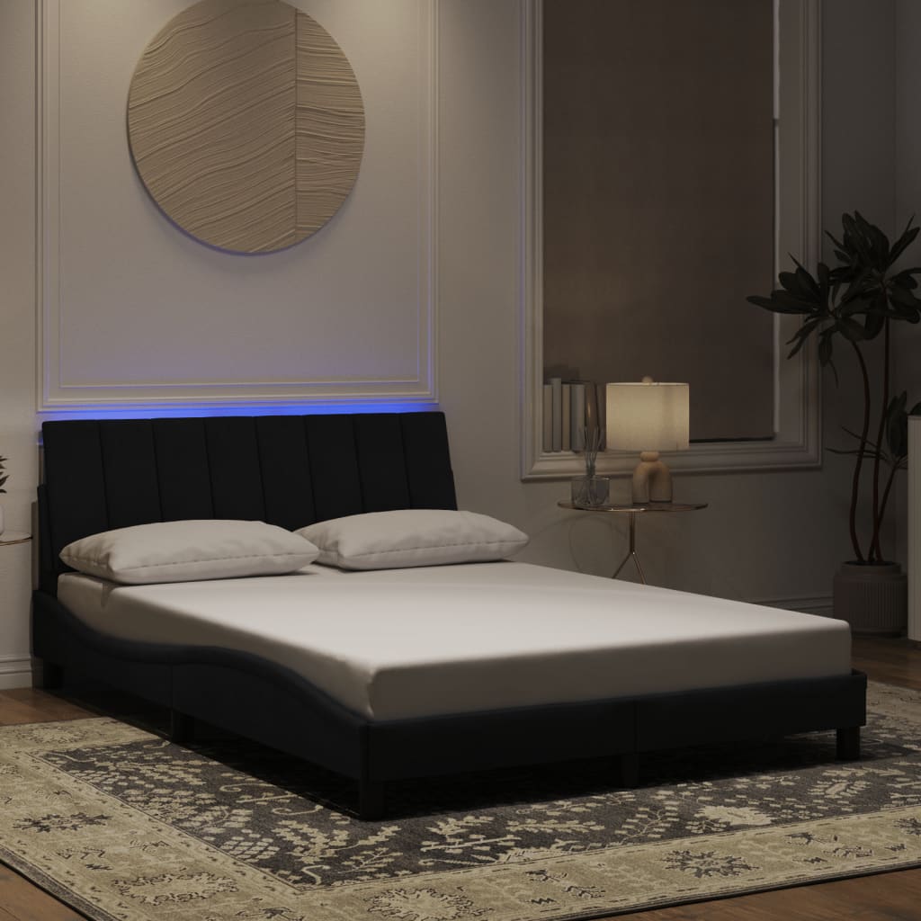 Estructura cama con LED sin colchón marrón oscuro 120x200 cm
