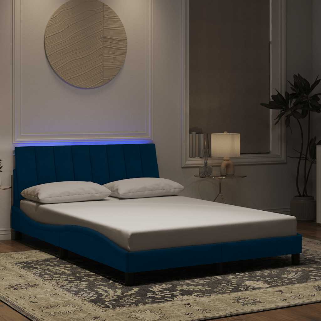 Estructura cama con LED sin colchón marrón oscuro 120x200 cm