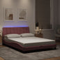Estructura cama con LED sin colchón marrón oscuro 120x200 cm