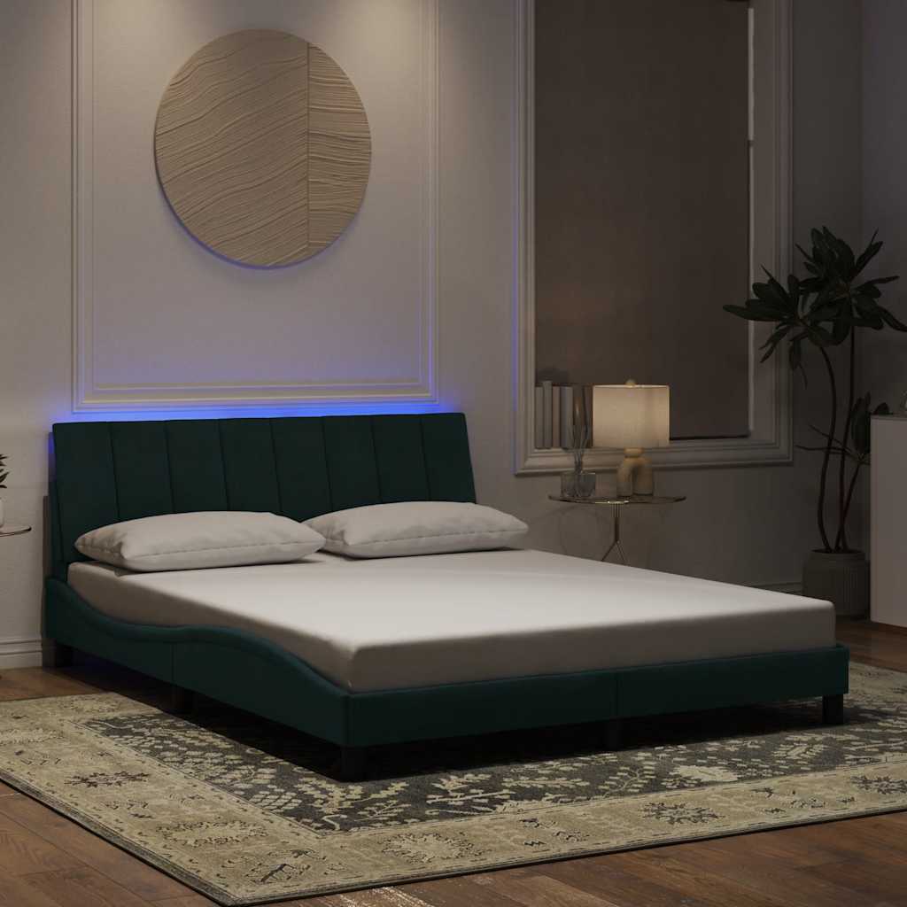 Estructura cama con LED sin colchón marrón oscuro 120x200 cm