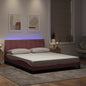 Estructura cama con LED sin colchón marrón oscuro 120x200 cm