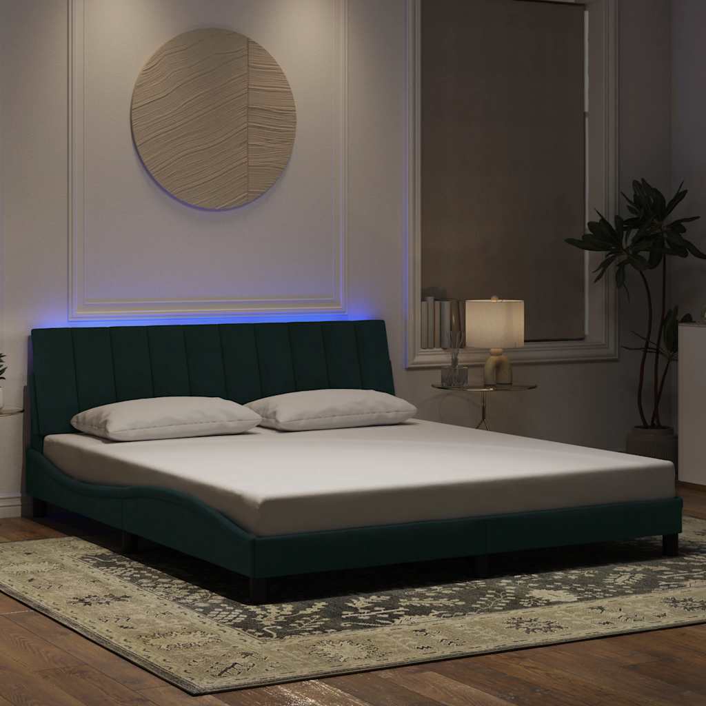 Estructura cama con LED sin colchón marrón oscuro 120x200 cm
